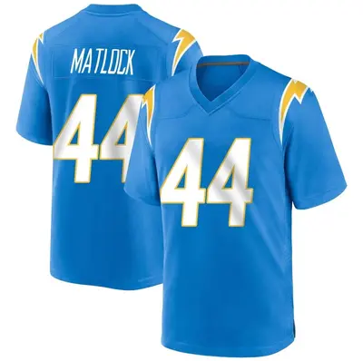 Men's Game Scott Matlock Los Angeles Chargers Blue Powder Alternate Jersey