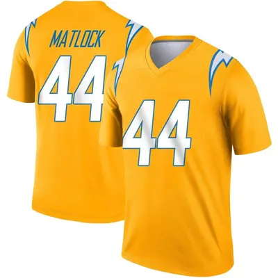 Men's Legend Scott Matlock Los Angeles Chargers Gold Inverted Jersey