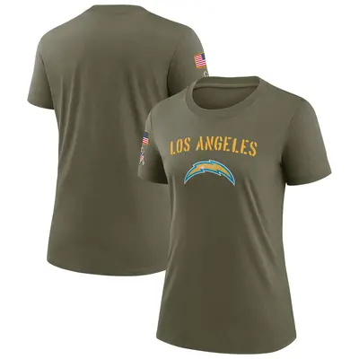 Women's Legend Los Angeles Chargers Olive 2022 Salute To Service T-Shirt