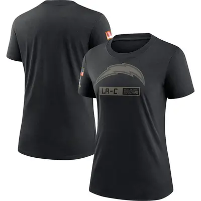 Women's Los Angeles Chargers Black 2020 Salute To Service Performance T-Shirt