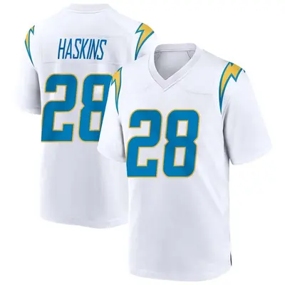 Youth Game Hassan Haskins Los Angeles Chargers White Jersey